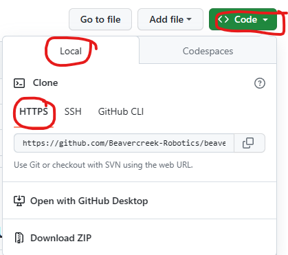 Click code, then https